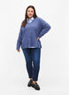 Strikbluse med slids, Gray Blue Mel., Model image number 2