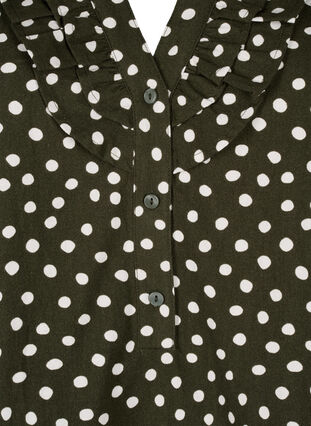 3/4 ærmet bluse i bomuld med print, Forest Night Dot, Packshot image number 2