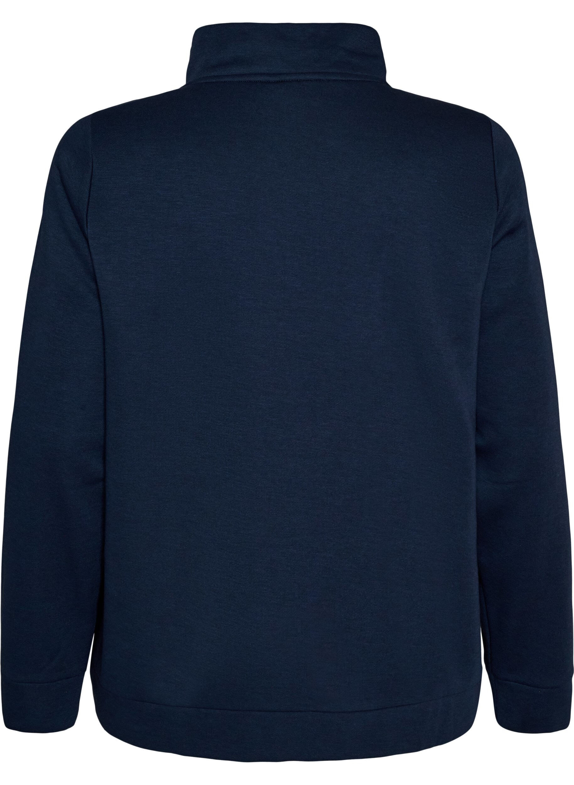 ZizziSweatshirt med h&oslash;j krave og lynl&aring;s, Bl&aring;, Packshot image number 1
