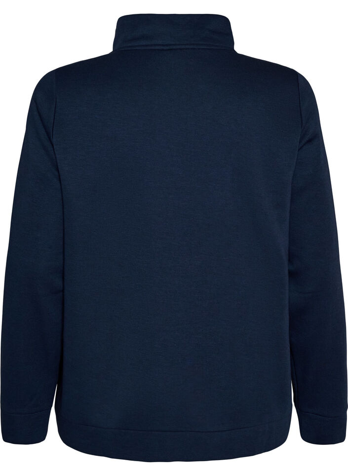 Sweatshirt med h&oslash;j krave og lynl&aring;s, Bl&aring;, Packshot image number 1