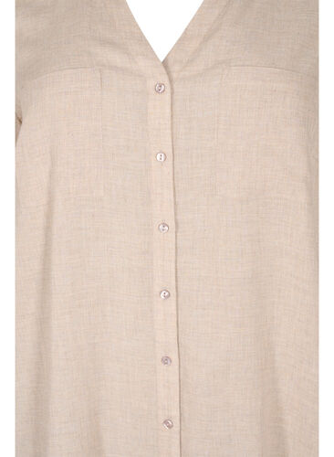 Lang skjorte med 3/4 ærmer og v-udskæring, Simply Taupe, Packshot image number 2