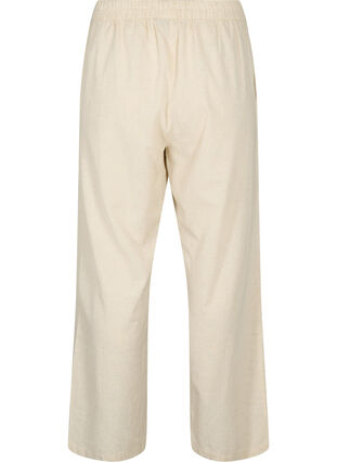 Højtaljede bukser i bomuld og hør, Whitecap Gray, Packshot image number 1