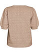 Kort&aelig;rmet strikbluse med pointellem&oslash;nster, Beige, Packshot image number 1