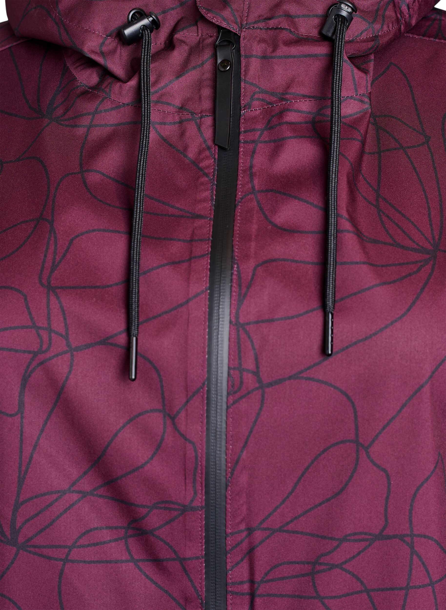 Zizzi Regnjakke med m&oslash;nster, M&oslash;rk Bordeaux, Packshot image number 2