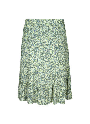 Printet midi nederdel i viskose, Light Green Leaf, Packshot image number 1
