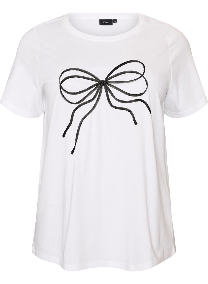 T-shirt i &oslash;kologisk bomuld med dekorativt motiv, Hvid, Packshot image number 0