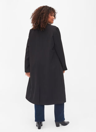 Lang frakke med knaplukning, Black, Model image number 1