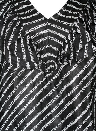 Stribet tunika med flæser, Black/White Stripes, Packshot image number 2