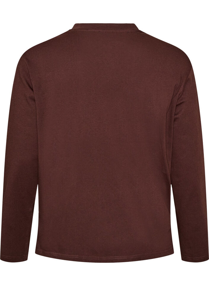 Basis t-shirt med lange &aelig;rmer, Brun, Packshot image number 1