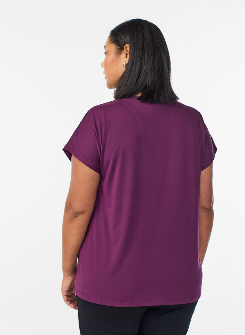 Ensfarvet tr&aelig;nings t-shirt, Lilla, Model image number 2