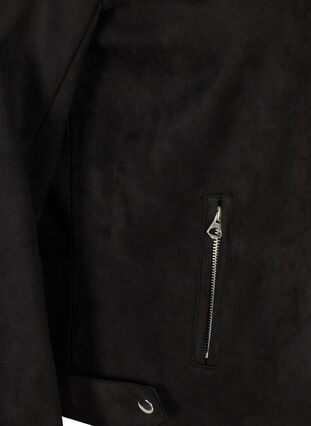 Kort jakke i imiteret ruskind, Black, Packshot image number 3