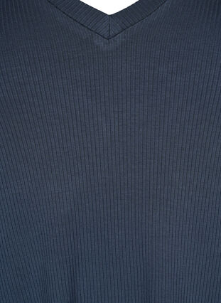 Viskose t-shirt med rib og v-hals, Umbre Blue , Packshot image number 2