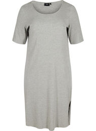 Kortærmet kjole i ribkvalitet, Light Grey Melange