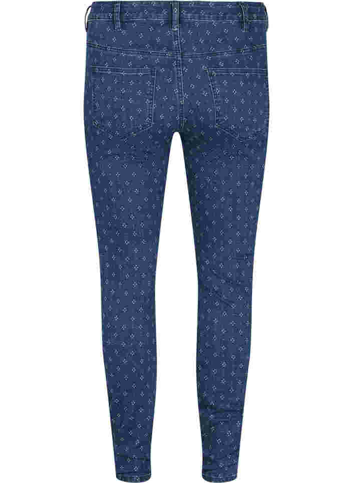 Super slim Amy jeans med printdetaljer, Dark blue, Packshot image number 1