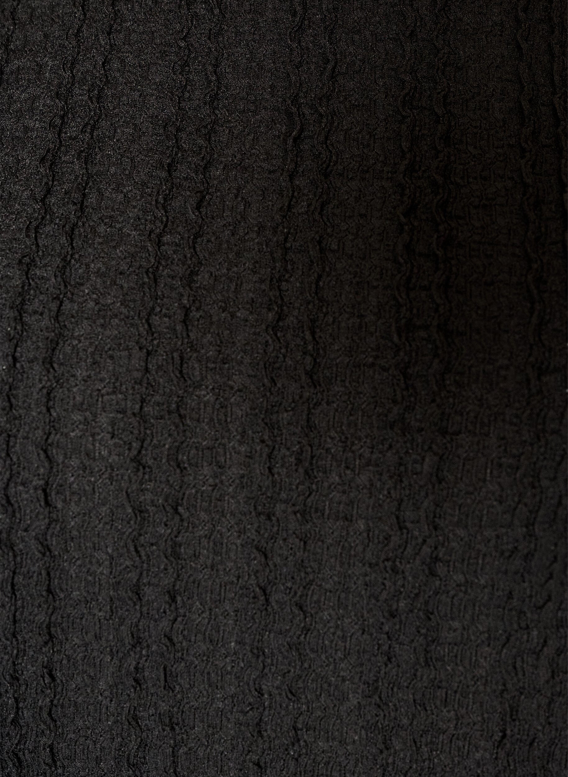 ZizziJerseybluse med struktur og ballonform, Sort, Packshot image number 2
