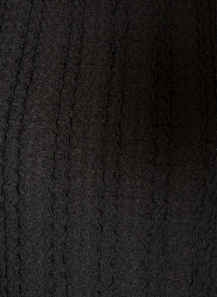 Jerseybluse med struktur og ballonform, Sort, Packshot image number 2