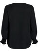 Bluse med smock manchetter og V-udsk&aelig;ring, Sort, Packshot image number 1