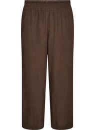 Bukser i h&oslash;r og viskose med vide ben, Brun