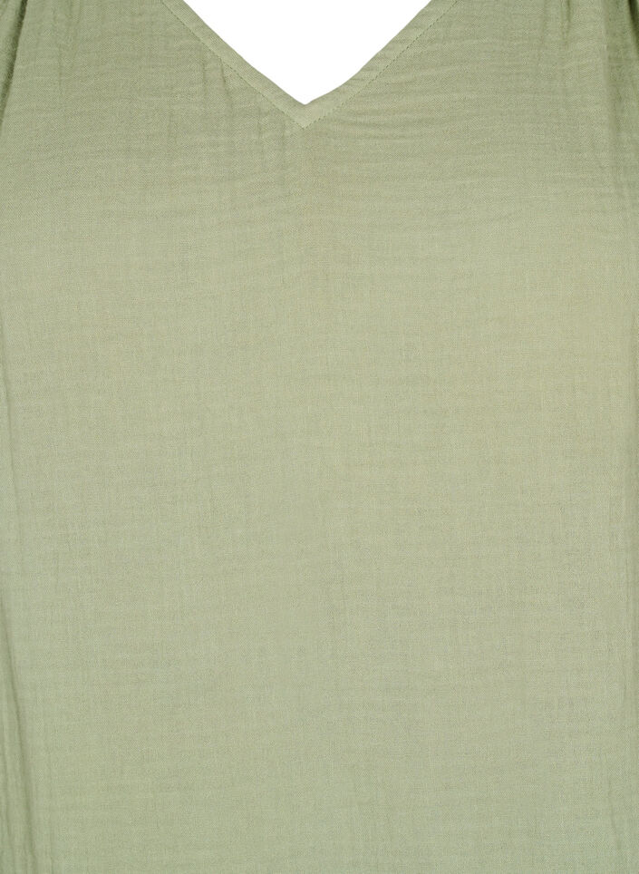 &AElig;rmel&oslash;s top i bomuldsmusselin med fl&aelig;ser, Gr&oslash;n, Packshot image number 2