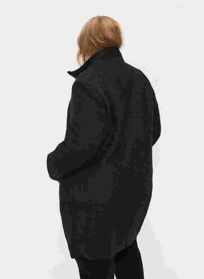Frakke med uld og lynlås, Black, Model image number 1