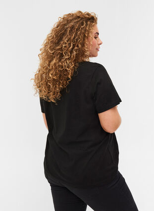 Bomulds t-shirt med blonder, Black, Model image number 1