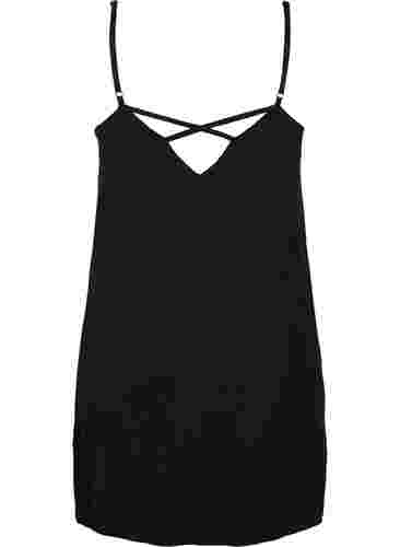 Viskose natkjole med blonder, Black, Packshot image number 1