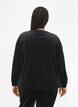 Bluse i velour med broderet tekst, Black, Model image number 1
