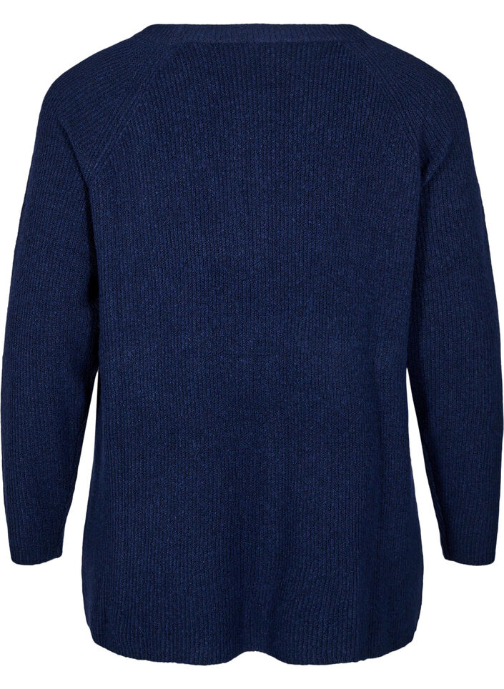 Strikbluse med rund hals, Naval Academy Mel., Packshot image number 1