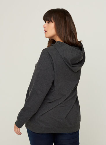 Sweatshirt med hætte og tryk, Black, Model image number 1