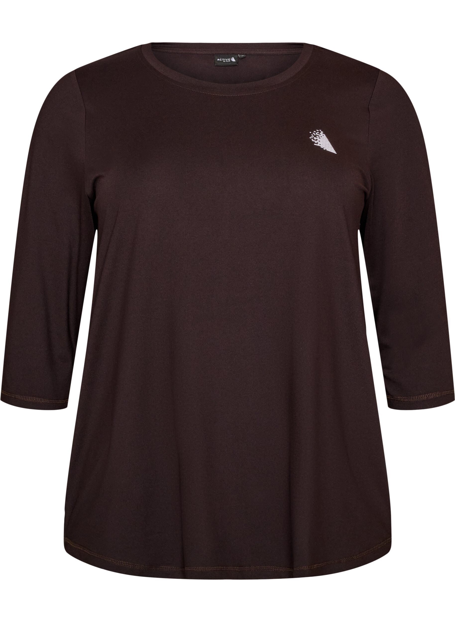 ZizziTr&aelig;ningsbluse med 3/4-&aelig;rmer, Brun, Packshot image number 0