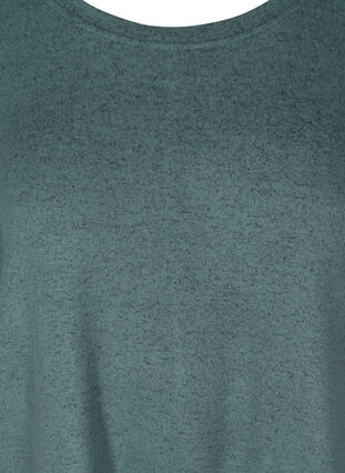 Meleret bluse med justerbar bund, Balsam Green Mel , Packshot image number 2