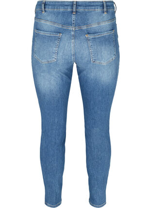 Sanna jeans med slids ved foden, Dark blue denim, Packshot image number 1