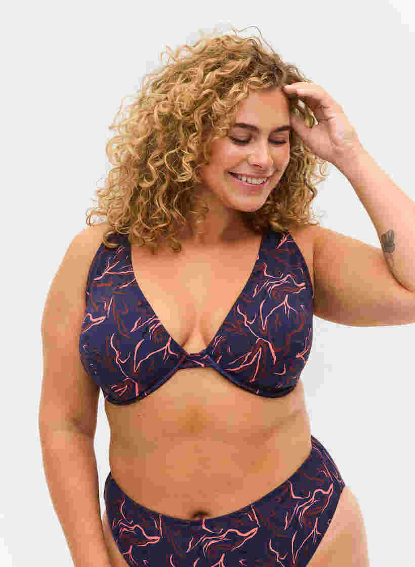 Printet bikini overdel med bøjle, Graphic Print , Model image number 0