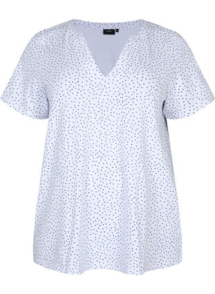 Bomulds t-shirt med prikker og v-hals, B.White/S.T.W Dot, Packshot image number 0