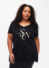 Bomulds t-shirt med korte ærmer, Black W. Sun, Model