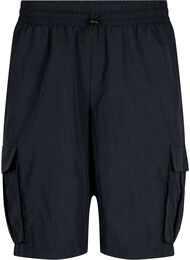 Højtaljede shorts med cargolommer, Black