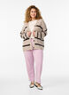 FLASH - Strikket cardigan med striber og knapper, Beige, Model image number 1