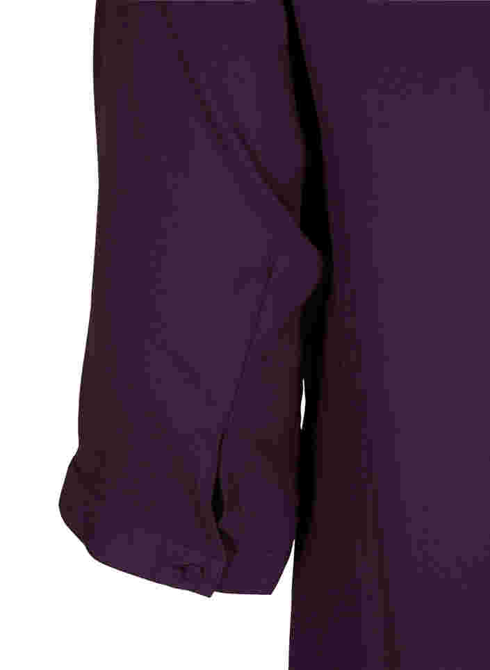 Bluse med 3/4 ærmer og asymmetrisk bund, Plum Perfect, Packshot image number 3