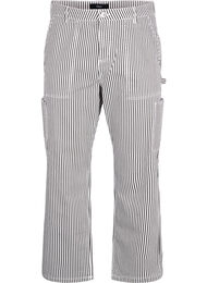 Stribede cargo jeans med straight fit, Black White Stripe