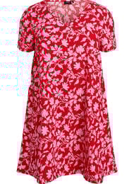 Kort a-shape kjole med blomsterprint, R&oslash;d