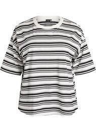Boxy T-shirt med stribet m&oslash;nster, Sort