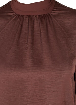 Højhalset bluse med pufærmer, Brown Ass, Packshot image number 2