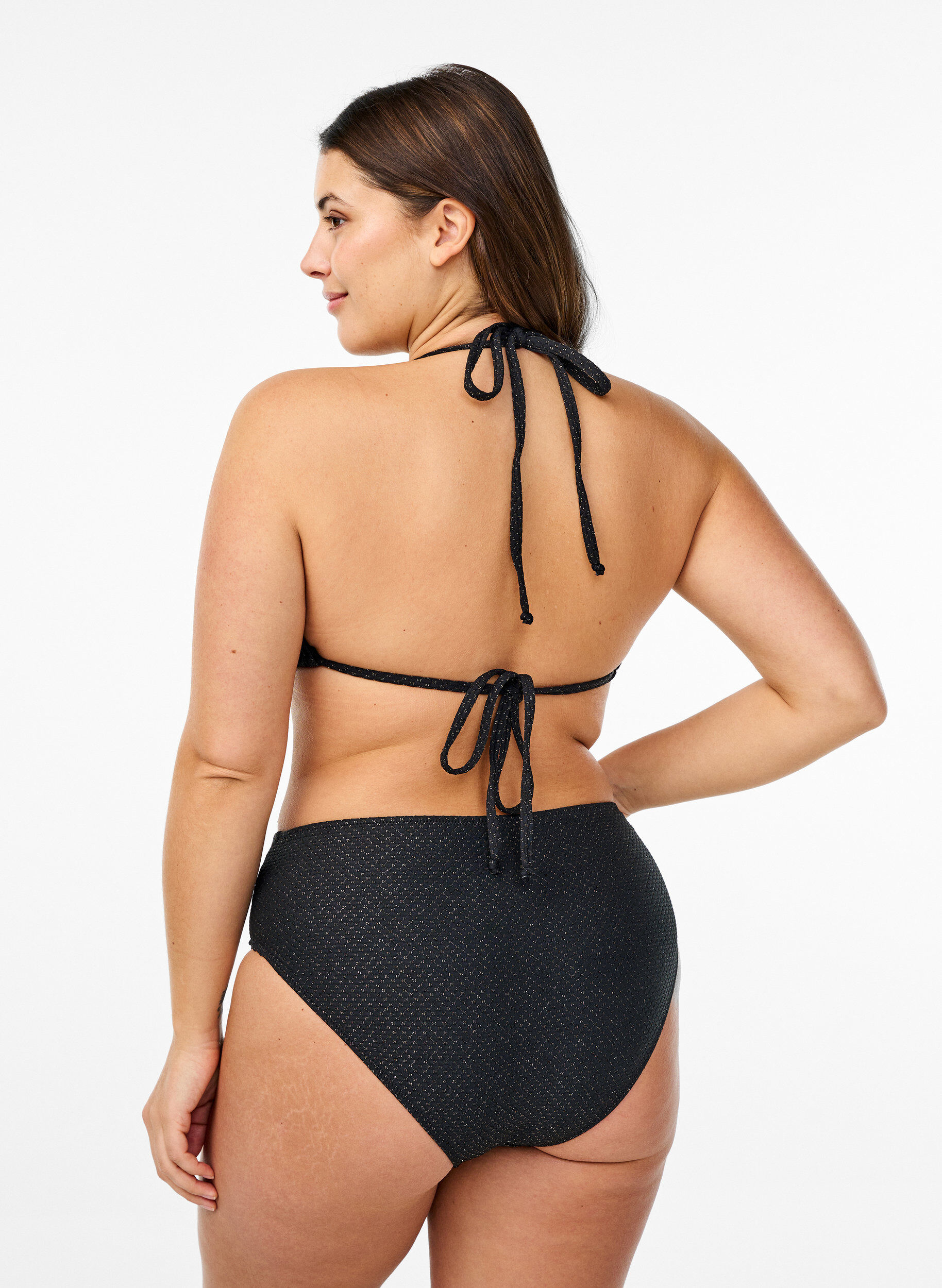 Zizzi Trekants-bikini med glimmer, Sort, Model image number 1