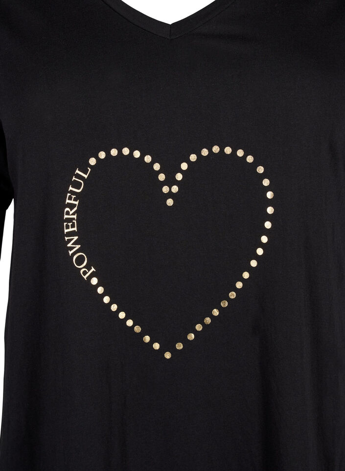 Natkjole i &oslash;kologisk bomuld med v-hals , , Packshot image number 2