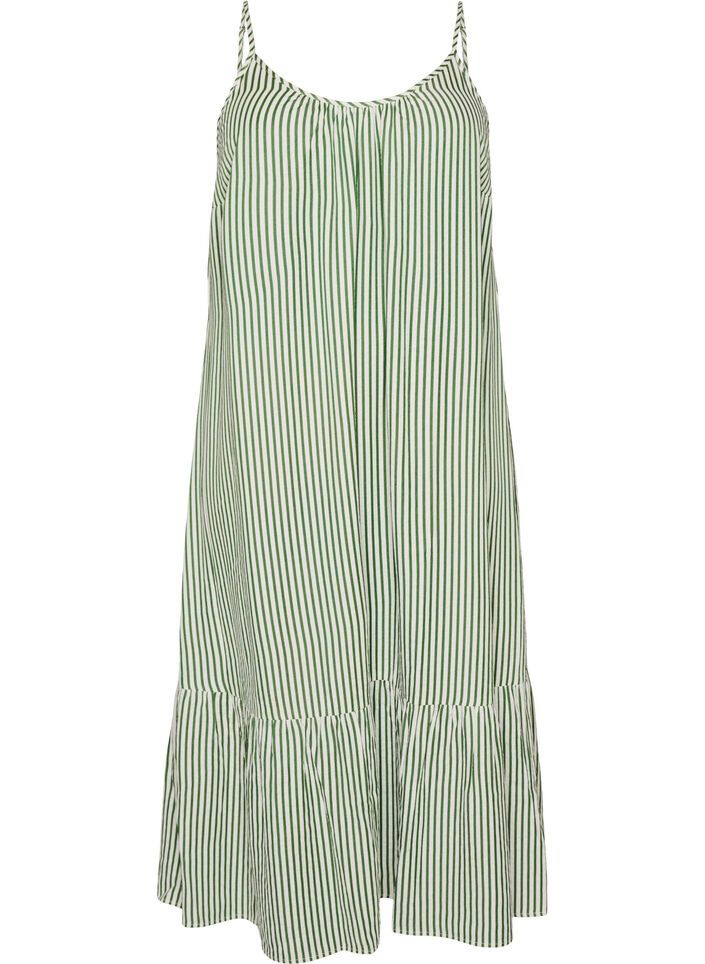 Sommerkjole med striber og A-facon, Gr&oslash;n, Packshot image number 0