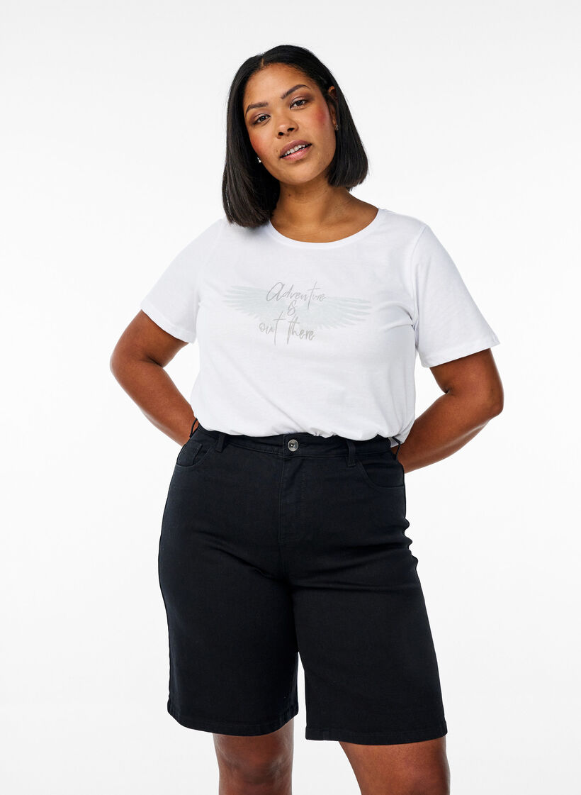 L&oslash;se denimshorts med h&oslash;j talje, Sort, Model image number 0