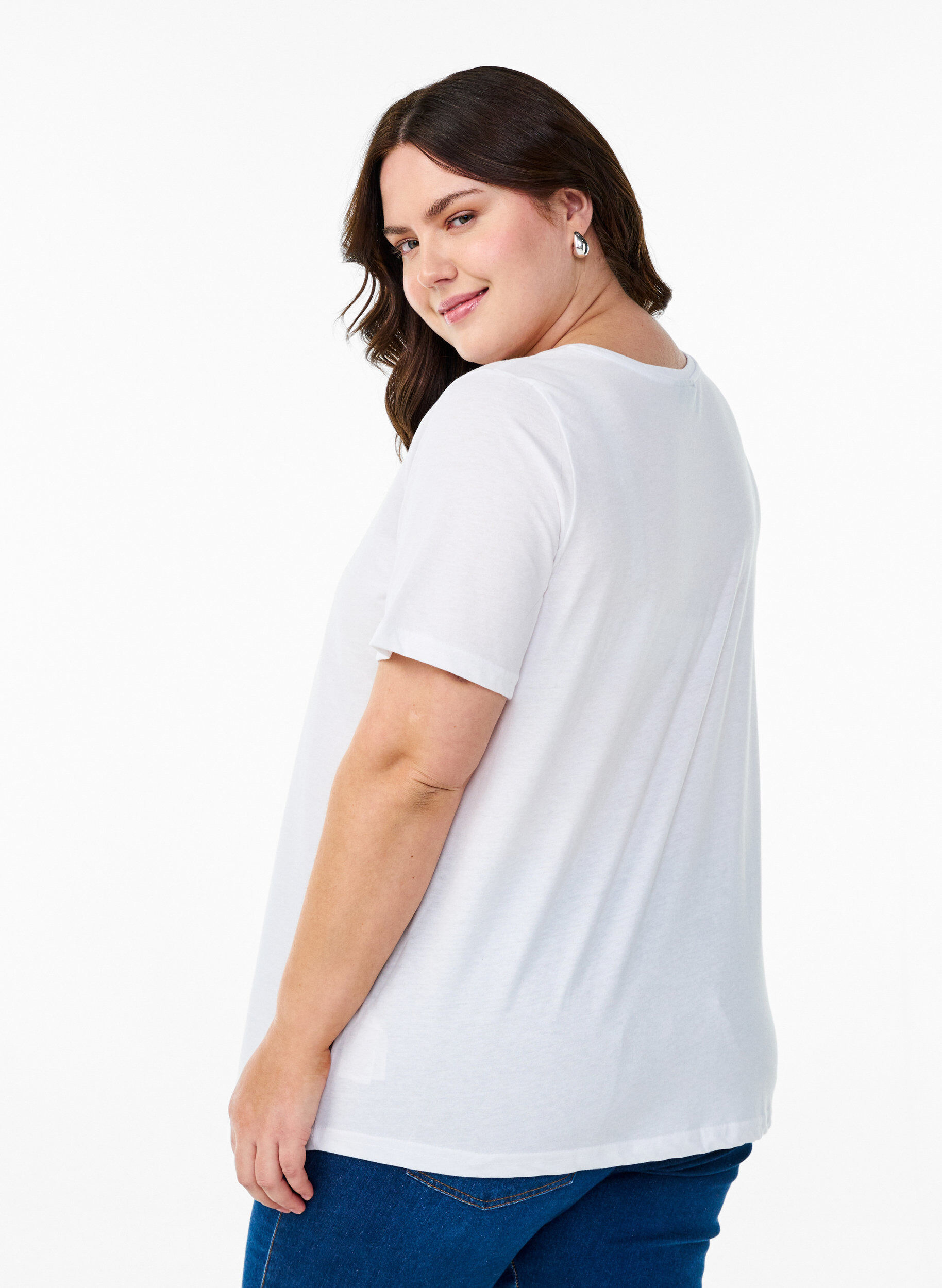 Zizzi FLASH - T-shirt med motiv, Hvid, Model image number 2