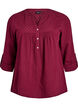 Bluse i bomuldsmusselin med broderi anglaise, Mørk Bordeaux, Packshot image number 0