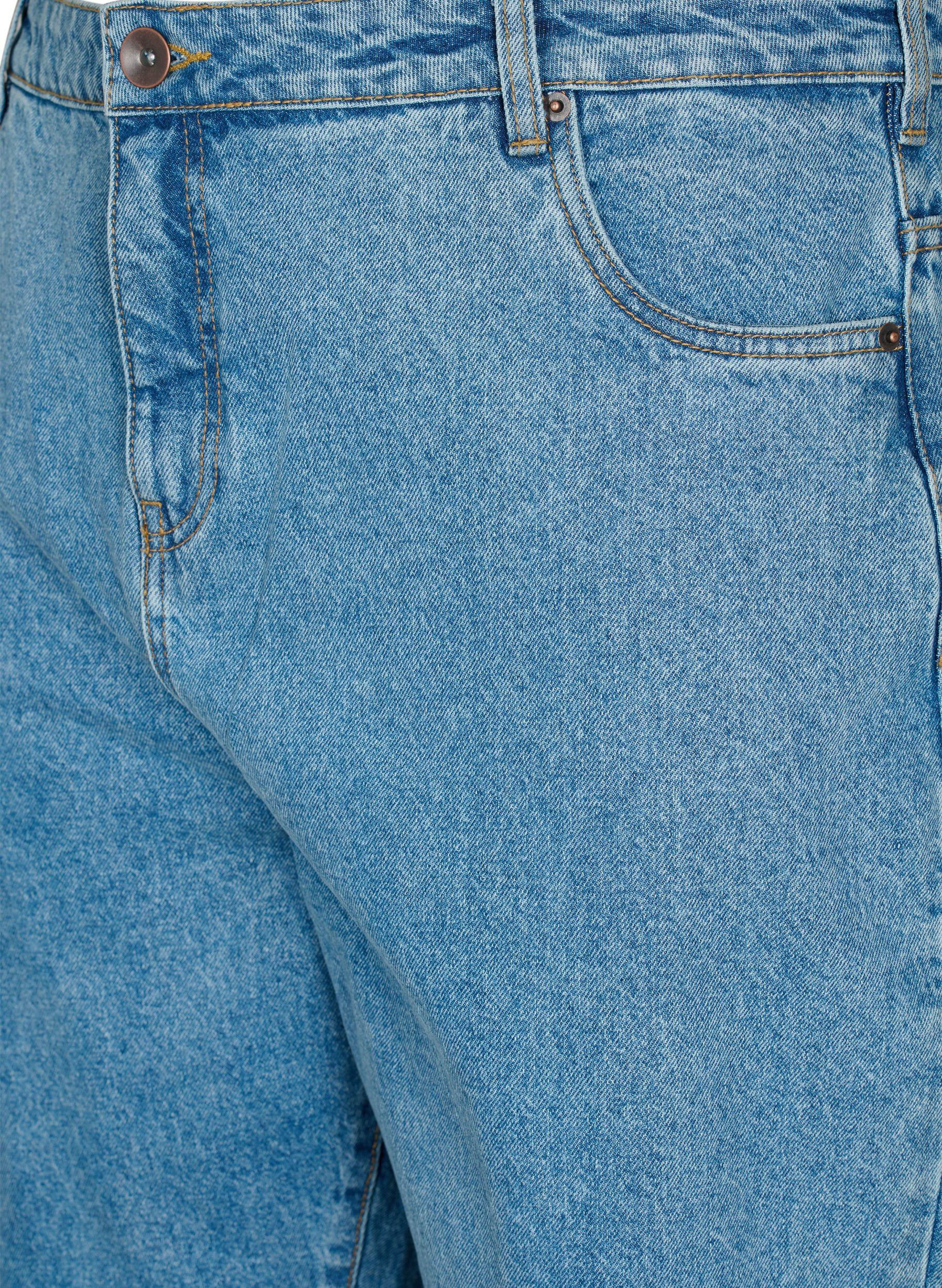 Zizzi Cropped Mille jeans med h&oslash;j talje, Light blue denim, Packshot image number 2