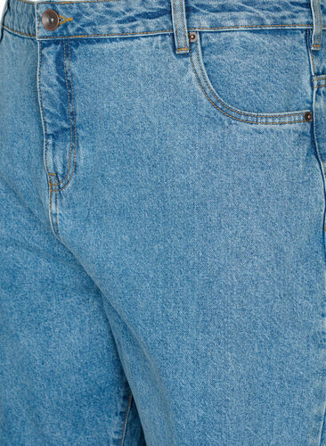 Cropped Mille jeans med høj talje, Light blue denim, Packshot image number 2